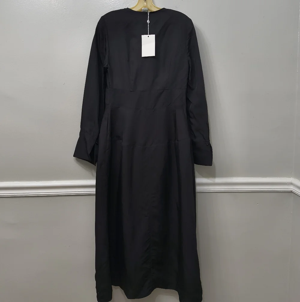 Co. Collection Silk Blend Elegant Black Long Sleeve Dress M Dark Romantic Gurge - Picture 7 of 12